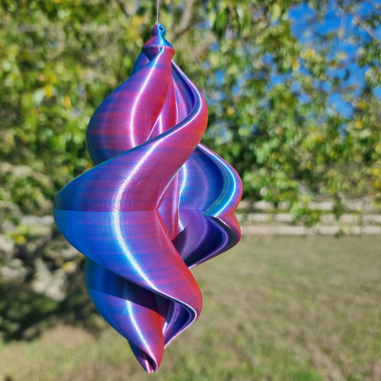 Small - Duality Wind Spinner - Fushia Yellow Blue - Length: 18cm/7"