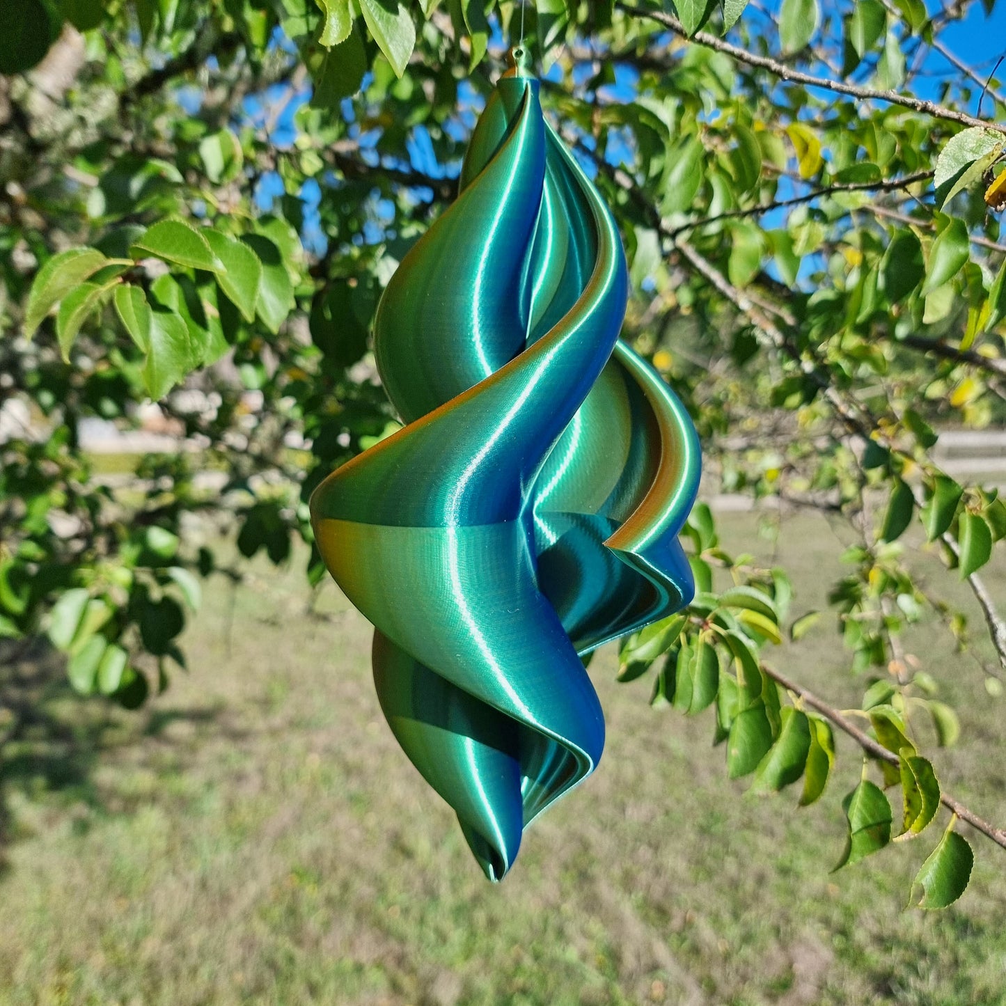 Medium - Duality Wind Spinner - Copper Blue Green - Earthy Golden - Length: 30cm/12"