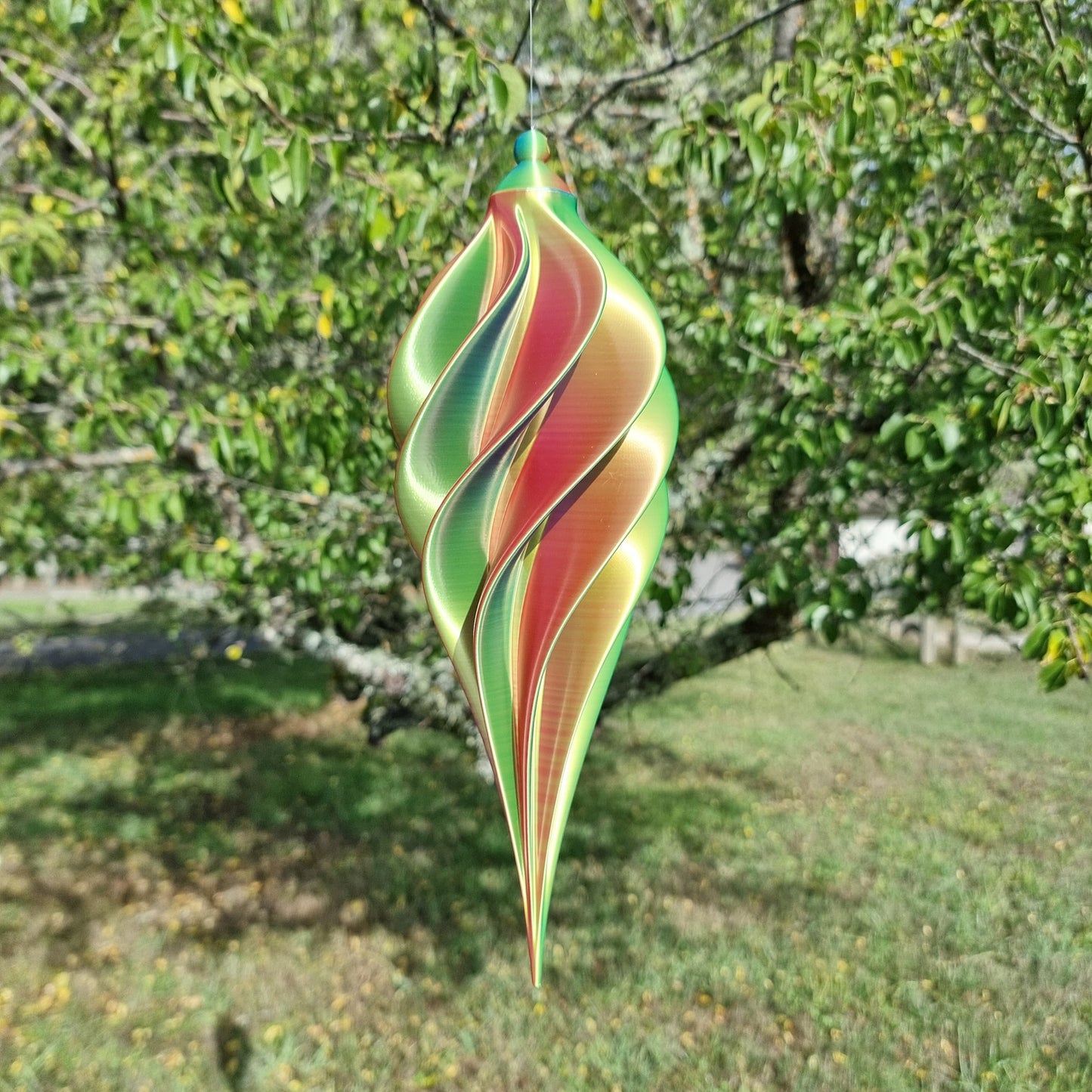 Large - Spiral Drop Spinner - Fuchsia Yellow Blue - Garden Decoration - Length: 34cm/13.4"