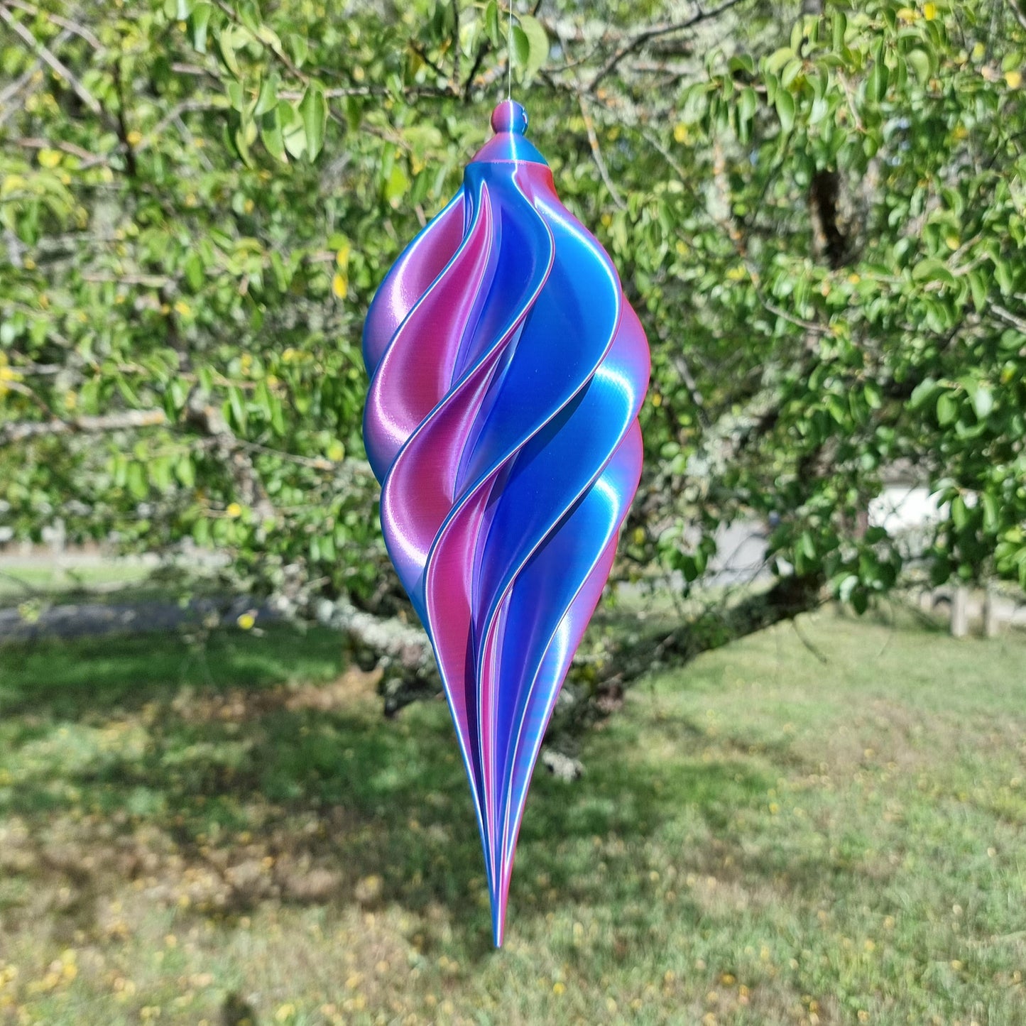 Large - Spiral Drop Spinner - Fuchsia Yellow Blue - Garden Decoration - Length: 34cm/13.4"