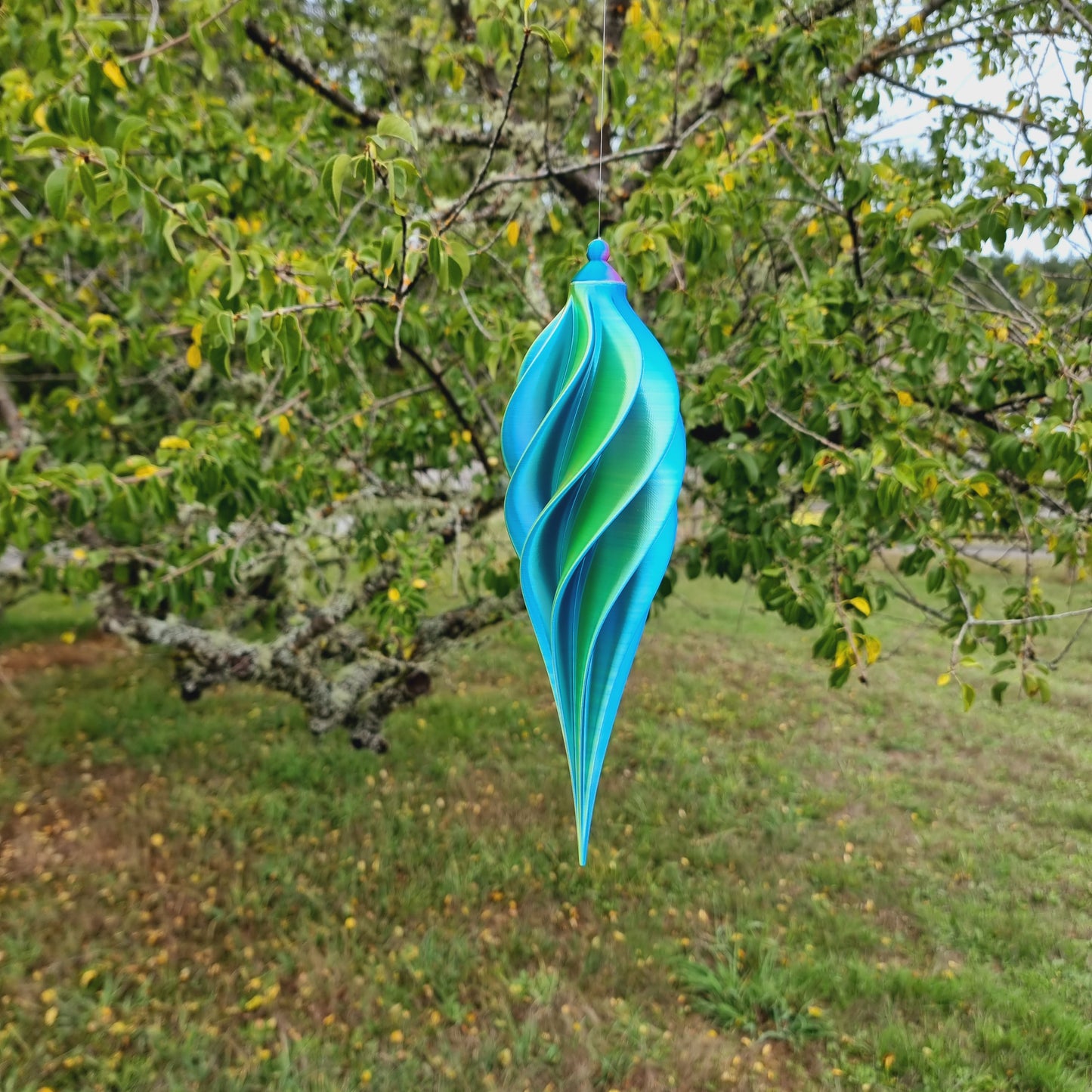 Medium Tall - Spiral Drop Spinner - Fuchsia Yellow Blue - Garden Decoration - Length: 30cm/11.8"