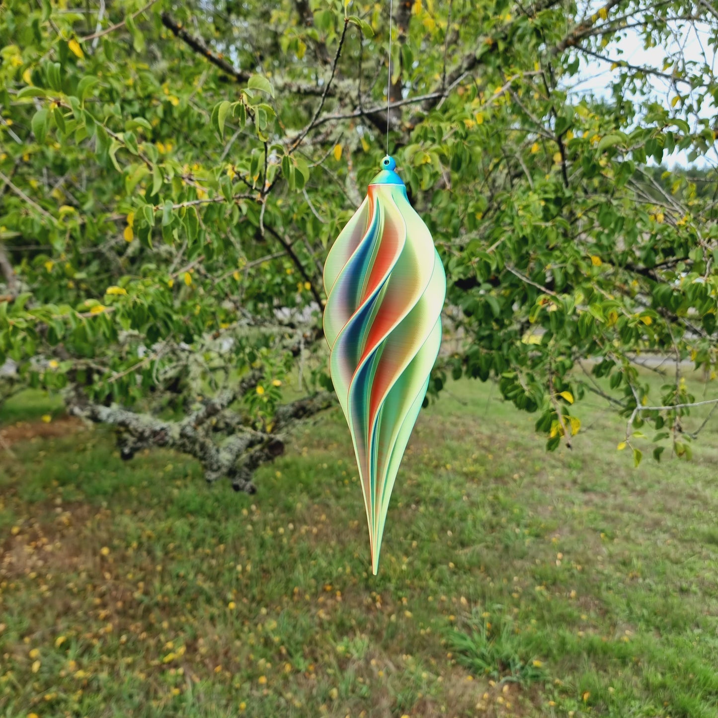 Medium Tall - Spiral Drop Spinner - Fuchsia Yellow Blue - Garden Decoration - Length: 30cm/11.8"