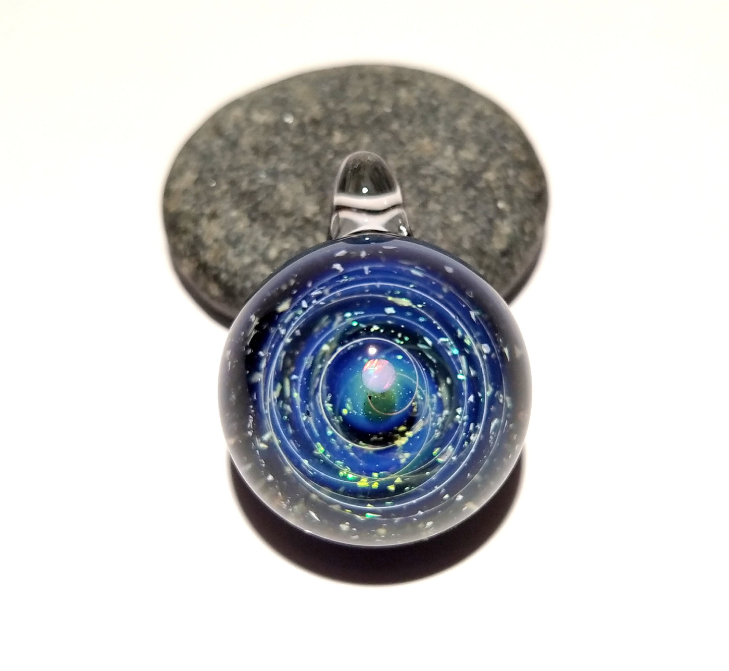 Personalized Glass Mamorial Pendant -White Opal Planet -Special Galaxy Design -Remember Your Loved One/Pet -Universe in Glass -Handmade Gift