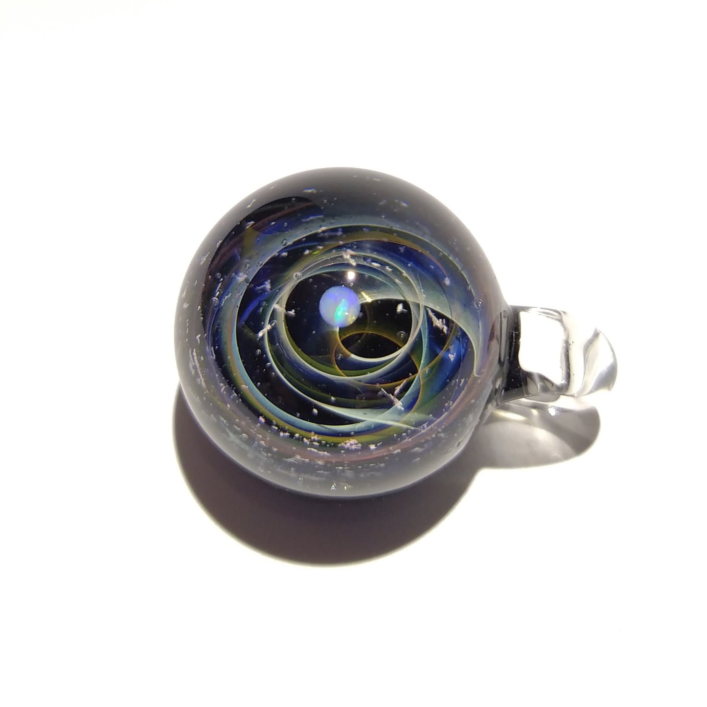 NEW! Blown Glass Pendant - Dark Opal Planet - Space -Neurology Gift - Trending Art - Science Jewelry - Best Seller - Necklace -Neuroscience