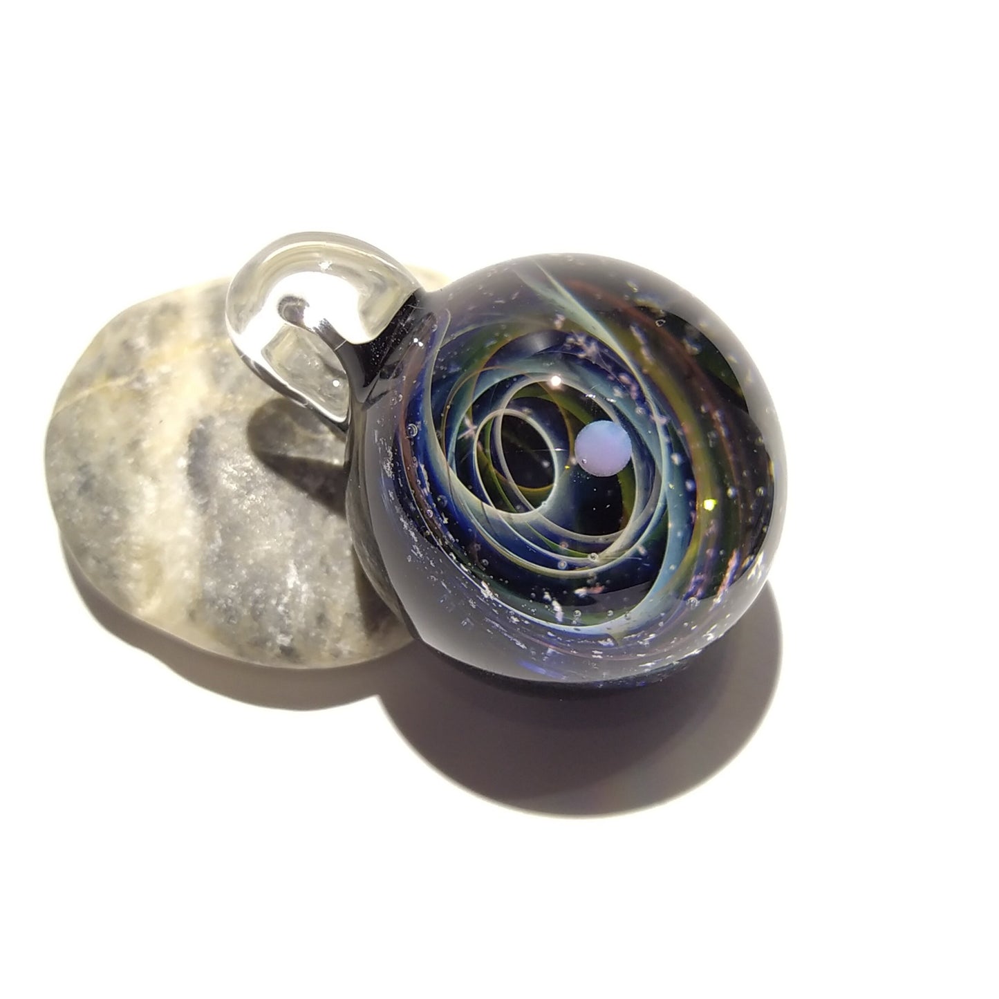 NEW! Blown Glass Pendant - Dark Opal Planet - Space -Neurology Gift - Trending Art - Science Jewelry - Best Seller - Necklace -Neuroscience