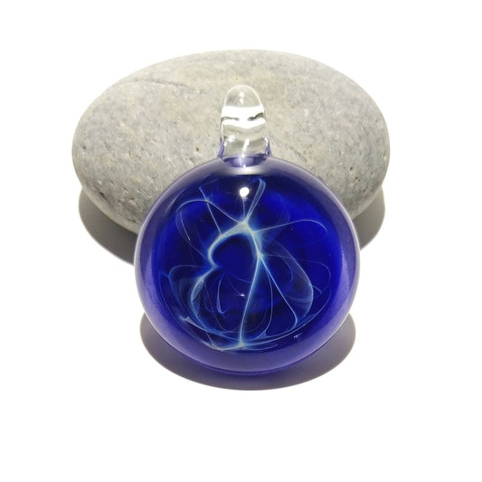 Blue Amethyst Web Pendant - Glass Pendant - Glass Art - Unique Bead - Blown Glass Jewelry - Glass Necklace - Boro Pendant -Universe Filament