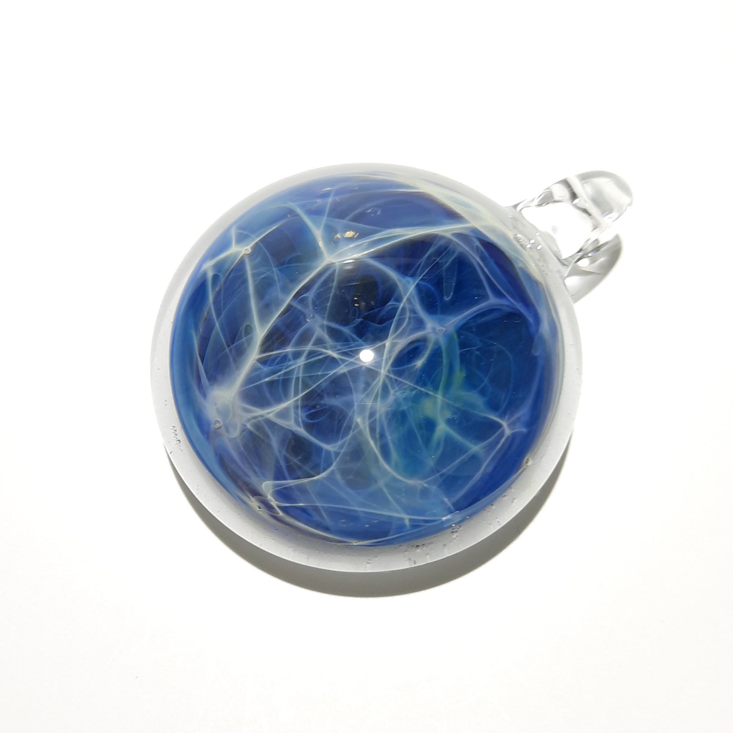 Blue Space Pendant - Glass Necklace - Hand Blown Glass Jewelry - Original Design - Universe Filament -  Pure Fine Silver