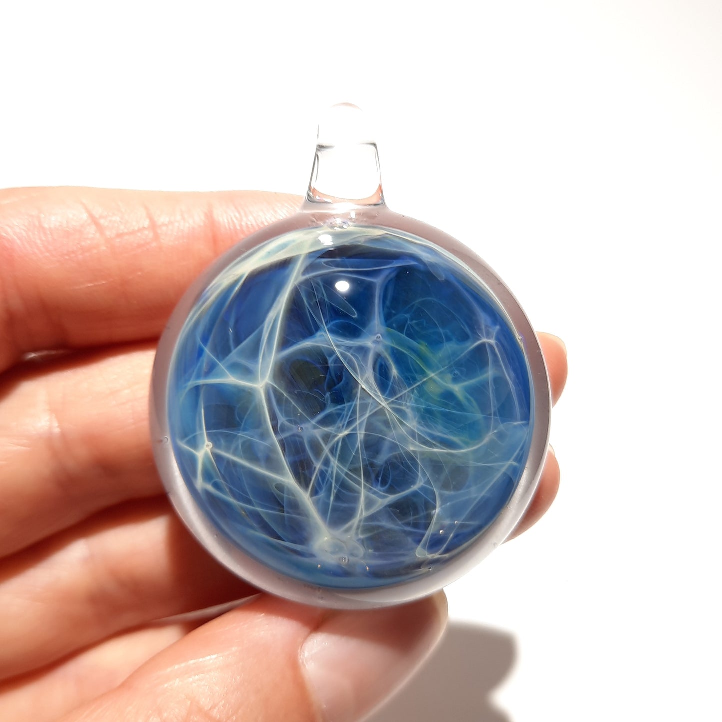 Blue Space Pendant - Glass Necklace - Hand Blown Glass Jewelry - Original Design - Universe Filament -  Pure Fine Silver