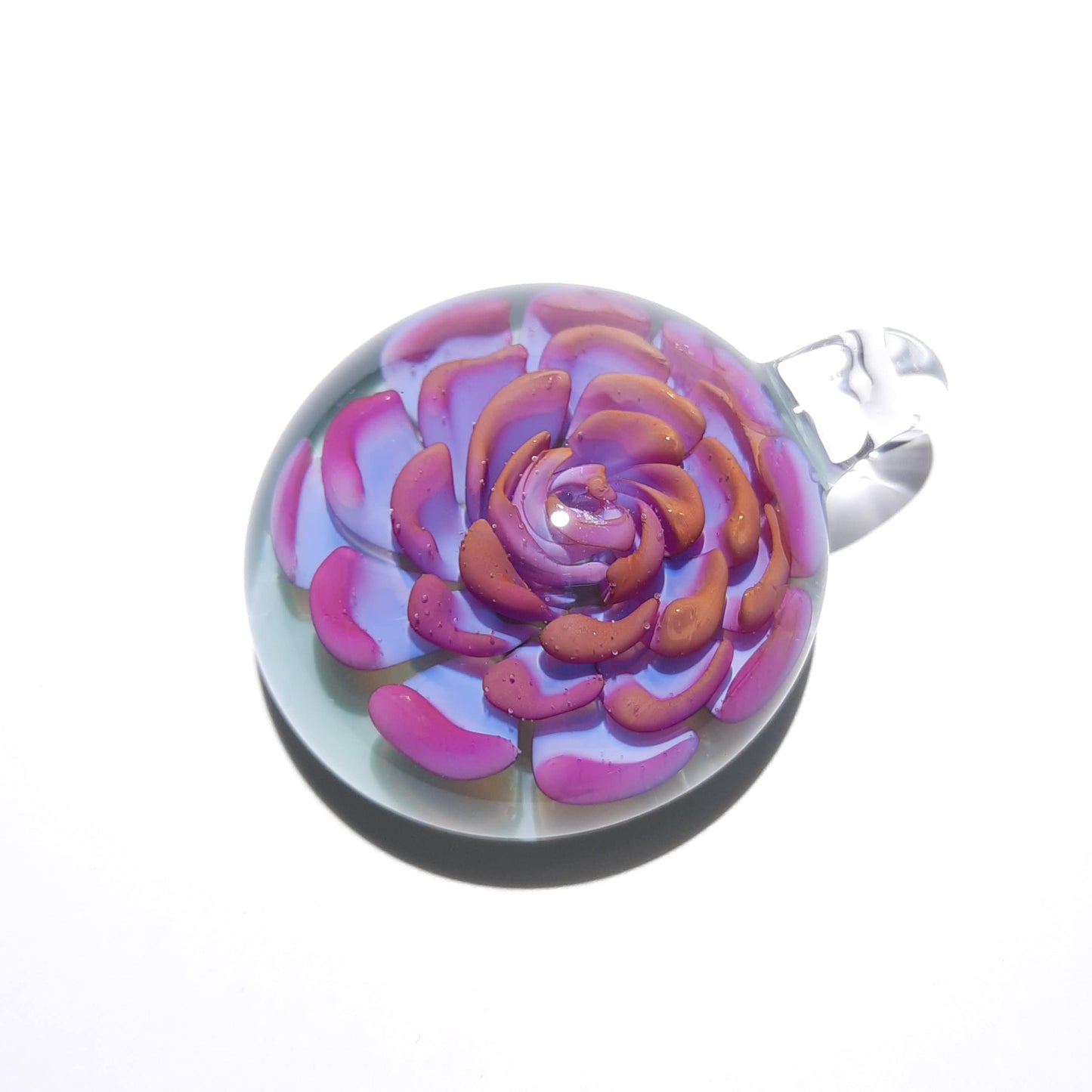 3D Rose Gold Pendant - Hand Blown Glass Pendant - Handcrafted Glass Art - Glass Necklace - Glass jewelry made with pure gold