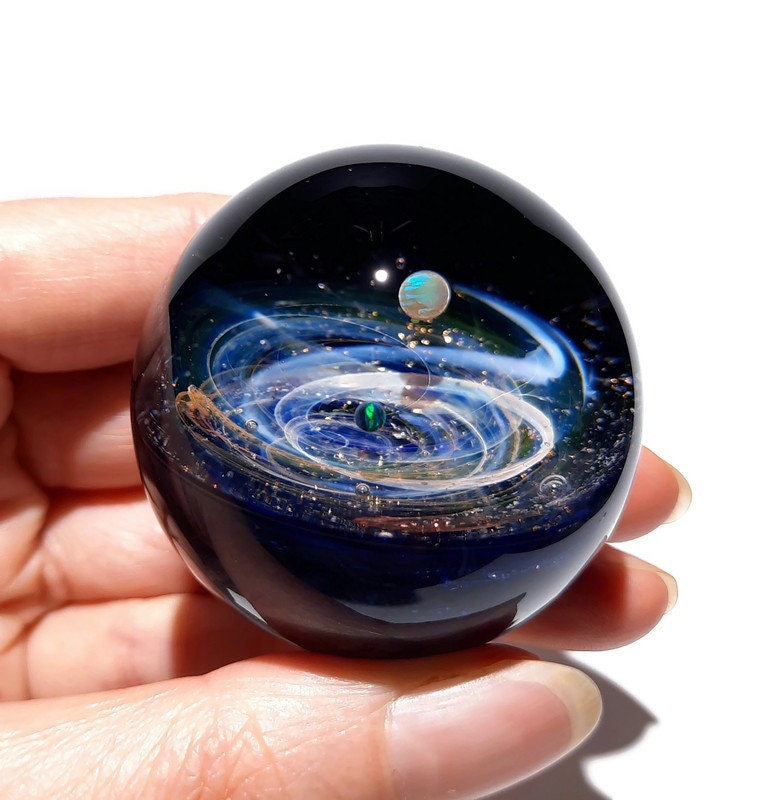 Solar System Gift - Real Opal Planets - Unique Space Decor - Space and Planets Within - Unique Desk Accessory - Cosmic Gift Idea - Universe