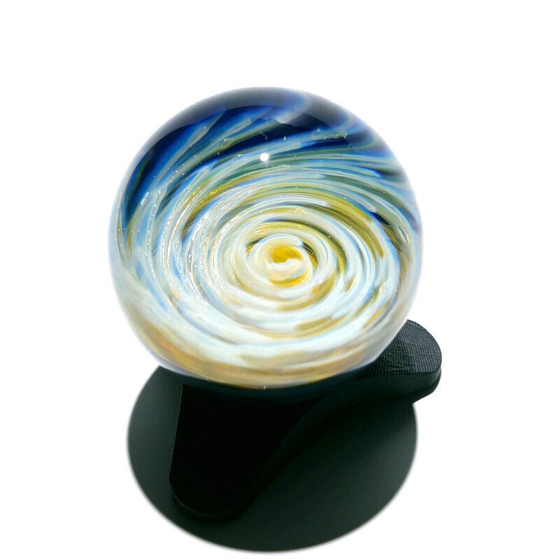 Marble - Orb - White Pearl Coral Sea Swirl - Glass Art - Spiral - Blown Glass - Home Decor - Handmade Gift - Ornaments - Desk Gift Ideas