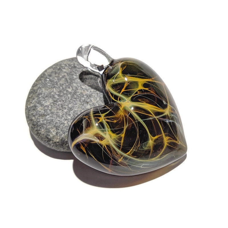 Heart Pendant - Nova Universe Heart - Glass Jewelry - Glass Art - Blown Glass - Love Pendant - Unique Art Bead - Made with Pure Silver