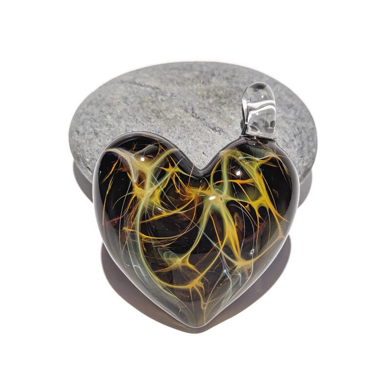 Heart Pendant - Nova Universe Heart - Glass Jewelry - Glass Art - Blown Glass - Love Pendant - Unique Art Bead - Made with Pure Silver