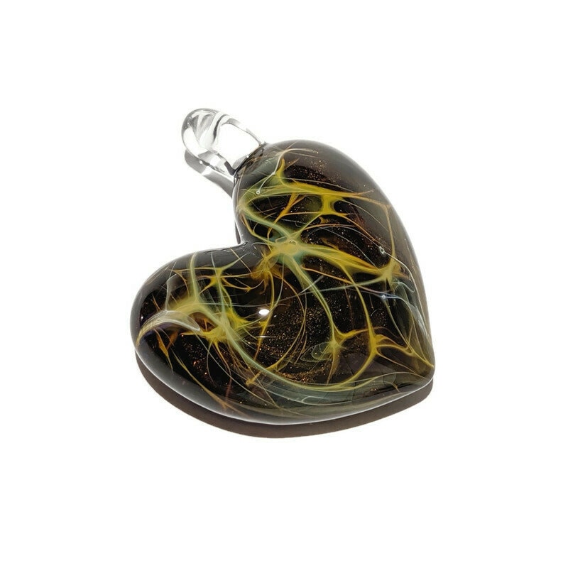 Heart Pendant - Nova Universe Heart - Glass Jewelry - Glass Art - Blown Glass - Love Pendant - Unique Art Bead - Made with Pure Silver