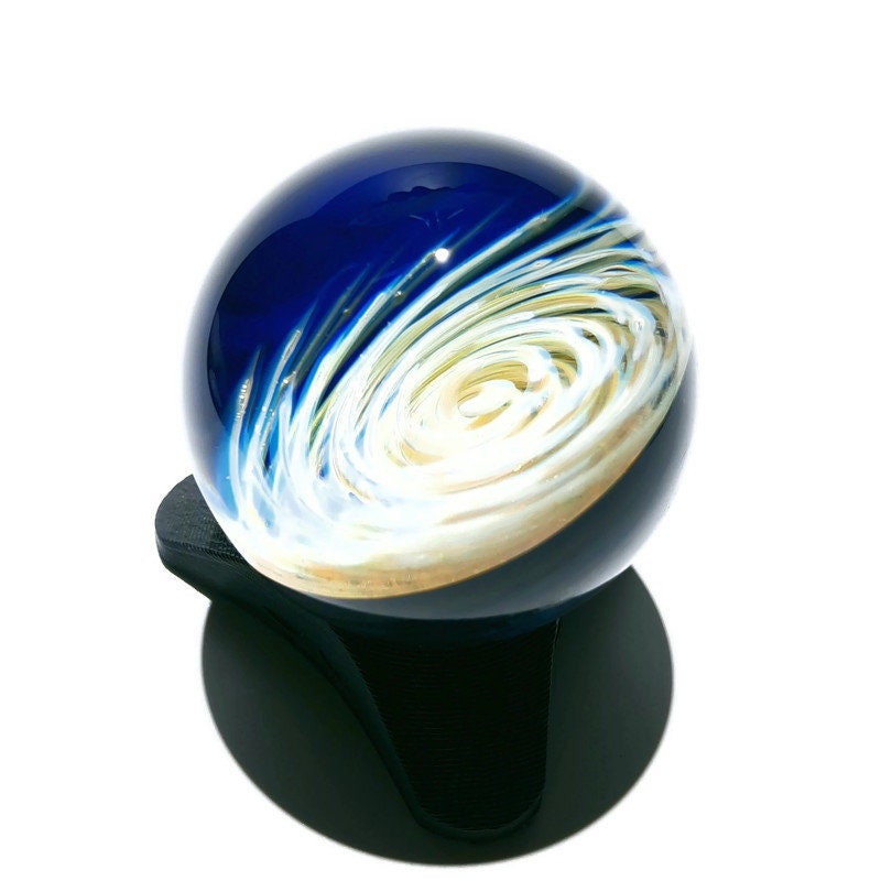 Marble - Orb - White Pearl Coral Sea Swirl - Glass Art - Spiral - Blown Glass - Home Decor - Handmade Gift - Ornaments - Desk Gift Ideas