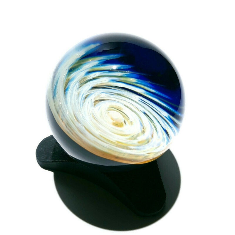 Marble - Orb - White Pearl Coral Sea Swirl - Glass Art - Spiral - Blown Glass - Home Decor - Handmade Gift - Ornaments - Desk Gift Ideas