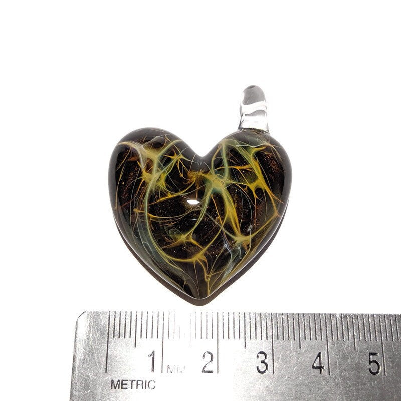 Heart Pendant - Nova Universe Heart - Glass Jewelry - Glass Art - Blown Glass - Love Pendant - Unique Art Bead - Made with Pure Silver