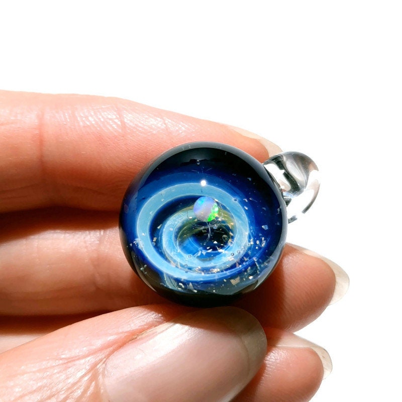 Blown Glass Pendant -Infinite Stars Mini -Opal -Space -Neurology Gift -Trending Art -Science Jewelry -Best Seller -Necklace -Neuroscience