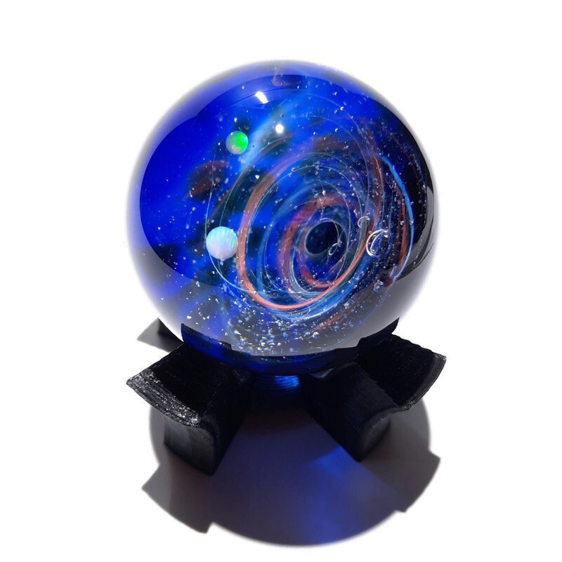 Paperweight -Glass Art -Blue Solar System -Corporate Galaxy Gift -Stars in Universe -Blown Glass -Home Decor -Handmade -Science -Anniversary