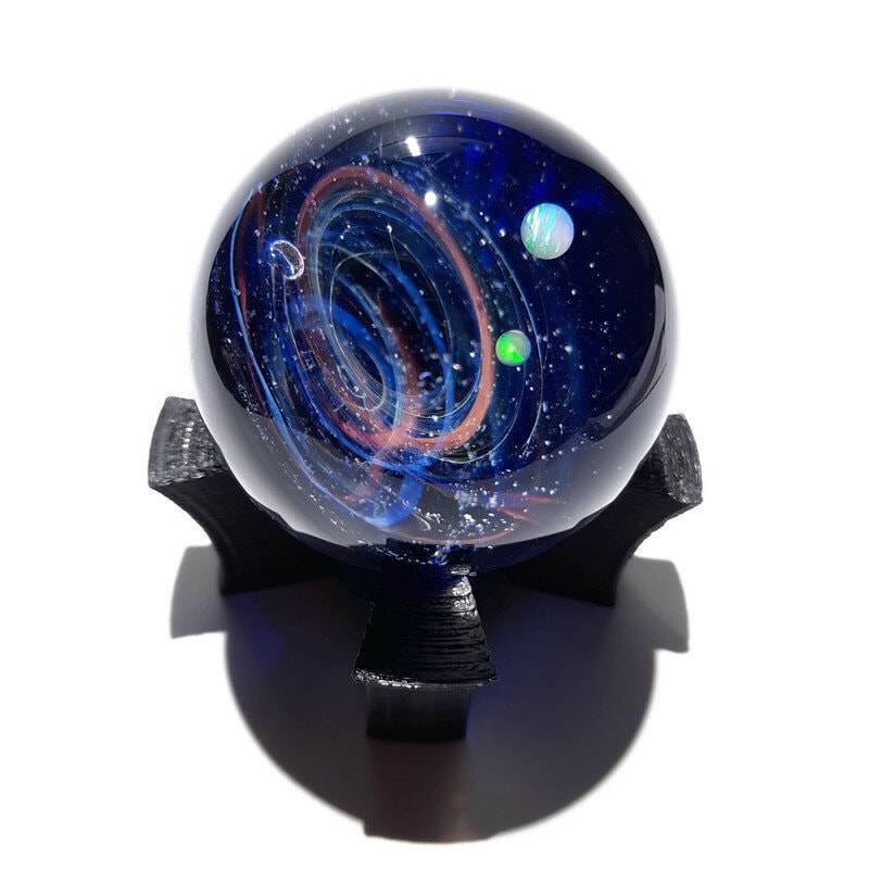 Paperweight -Glass Art -Blue Solar System -Corporate Galaxy Gift -Stars in Universe -Blown Glass -Home Decor -Handmade -Science -Anniversary