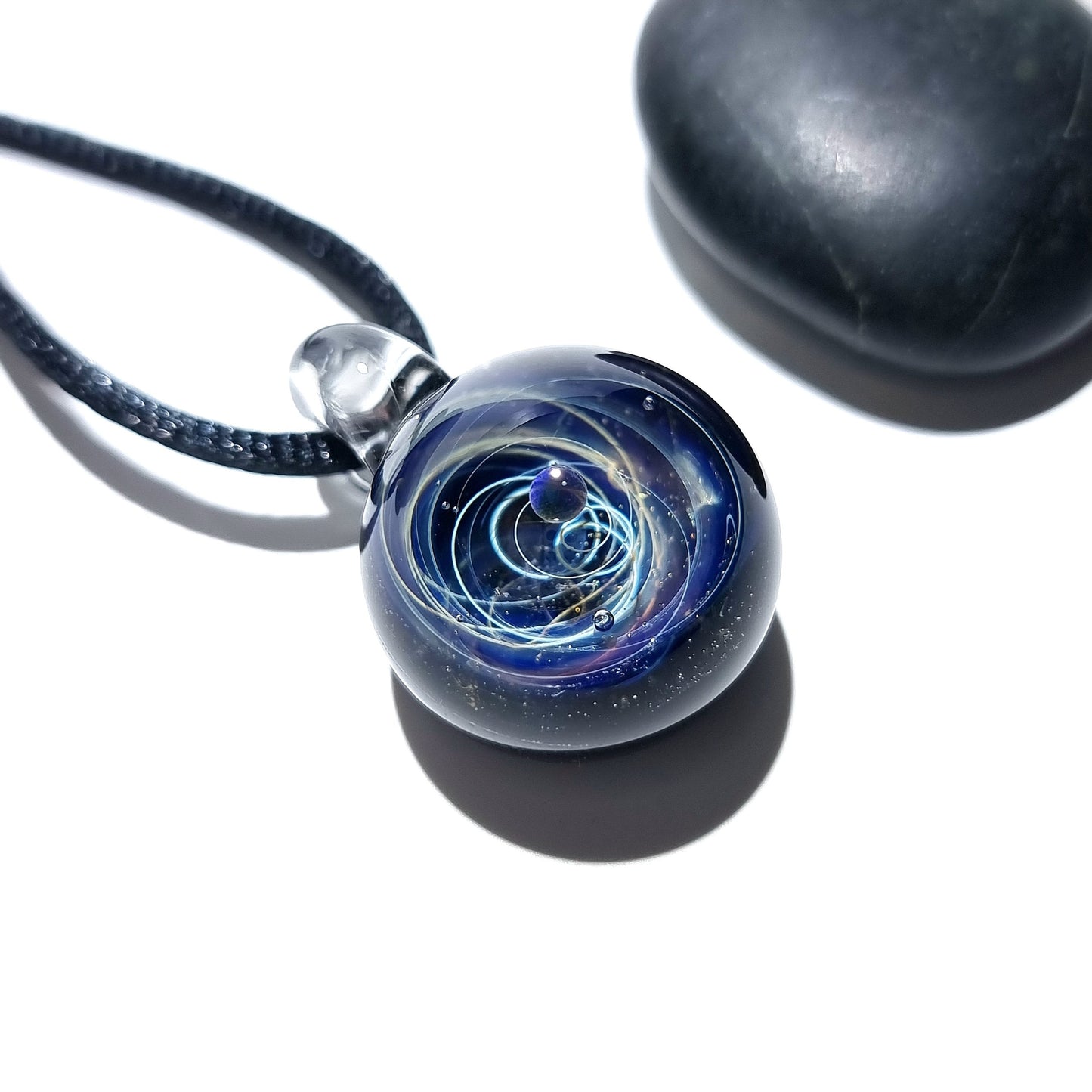 Space Glass Pendant - Black Planet Space Scene - Astronomy Gift  - Space Jewelry - Necklace - Mini Galaxy - Heady Space Pendant - Opal Gift