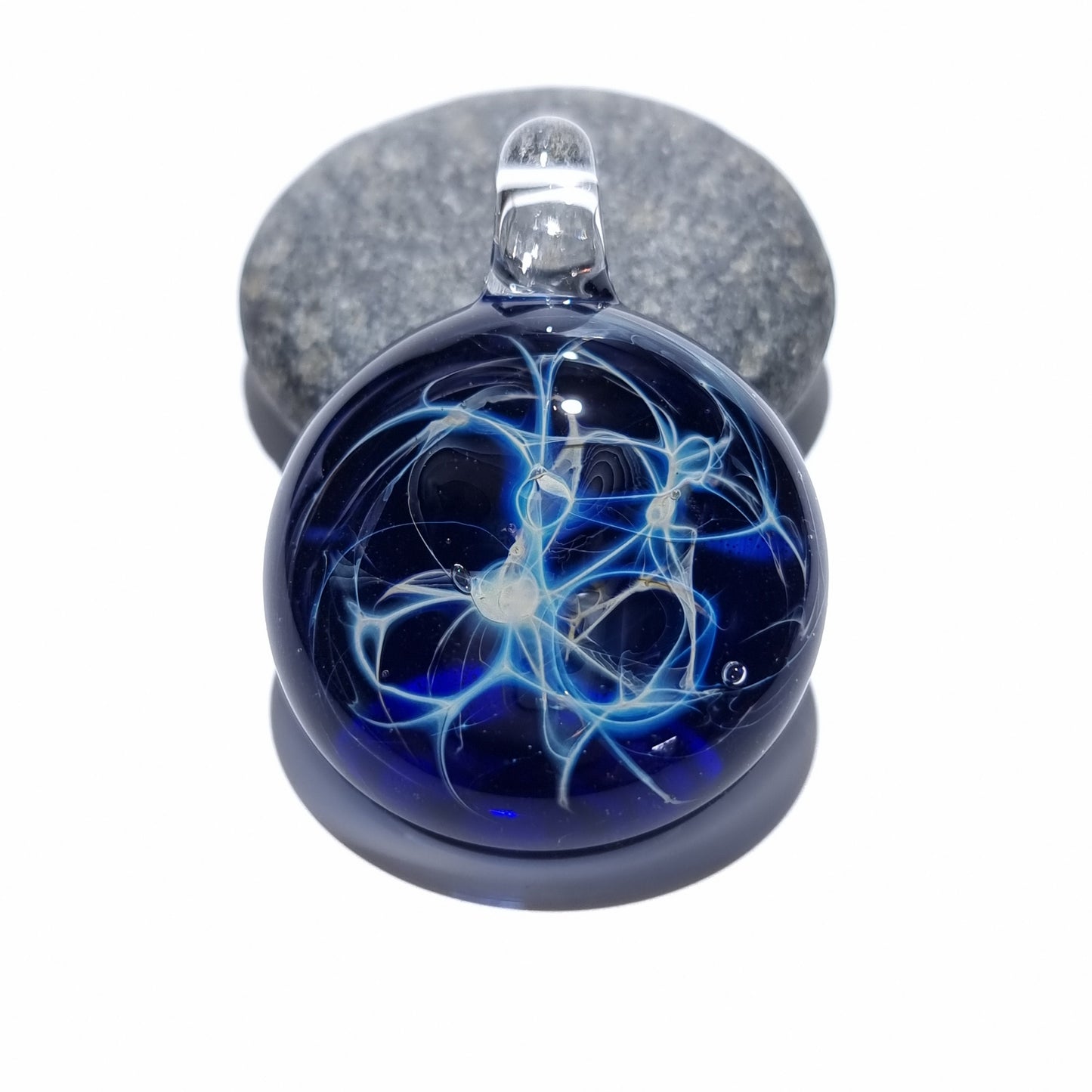 Cobalt Neuron Necklace, Heady Pendant, Lampwork Focal Bead, Blown Glass Pendant, Hipster Necklace, Universe Filament, Free Shipping