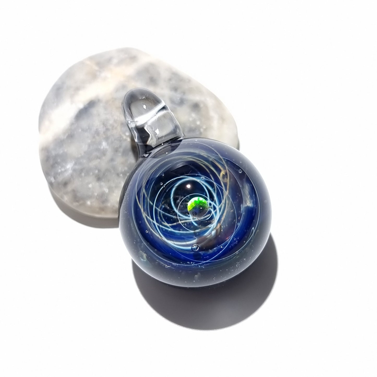 Space Glass Pendant - Black Planet Space Scene - Astronomy Gift  - Space Jewelry - Necklace - Mini Galaxy - Heady Space Pendant - Opal Gift