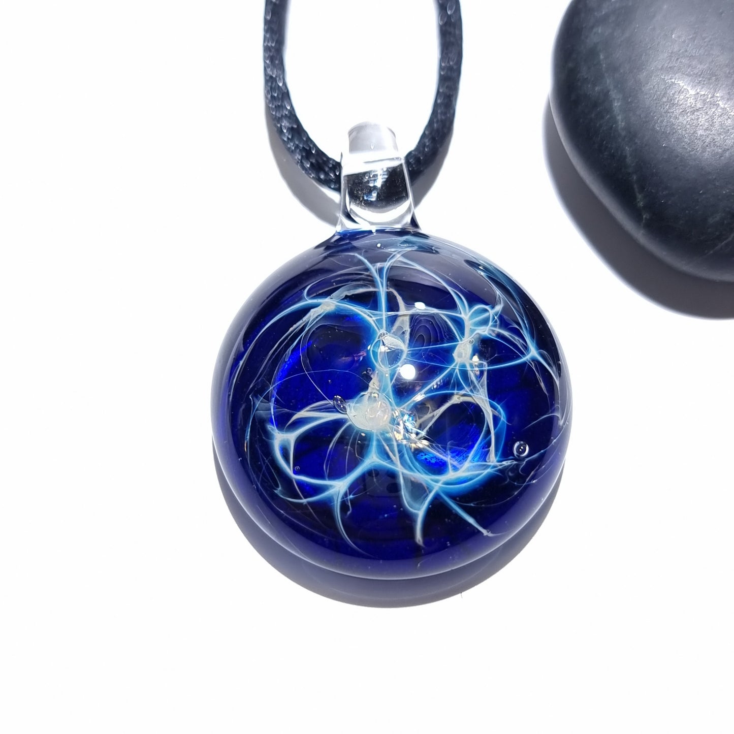 Cobalt Neuron Necklace, Heady Pendant, Lampwork Focal Bead, Blown Glass Pendant, Hipster Necklace, Universe Filament, Free Shipping