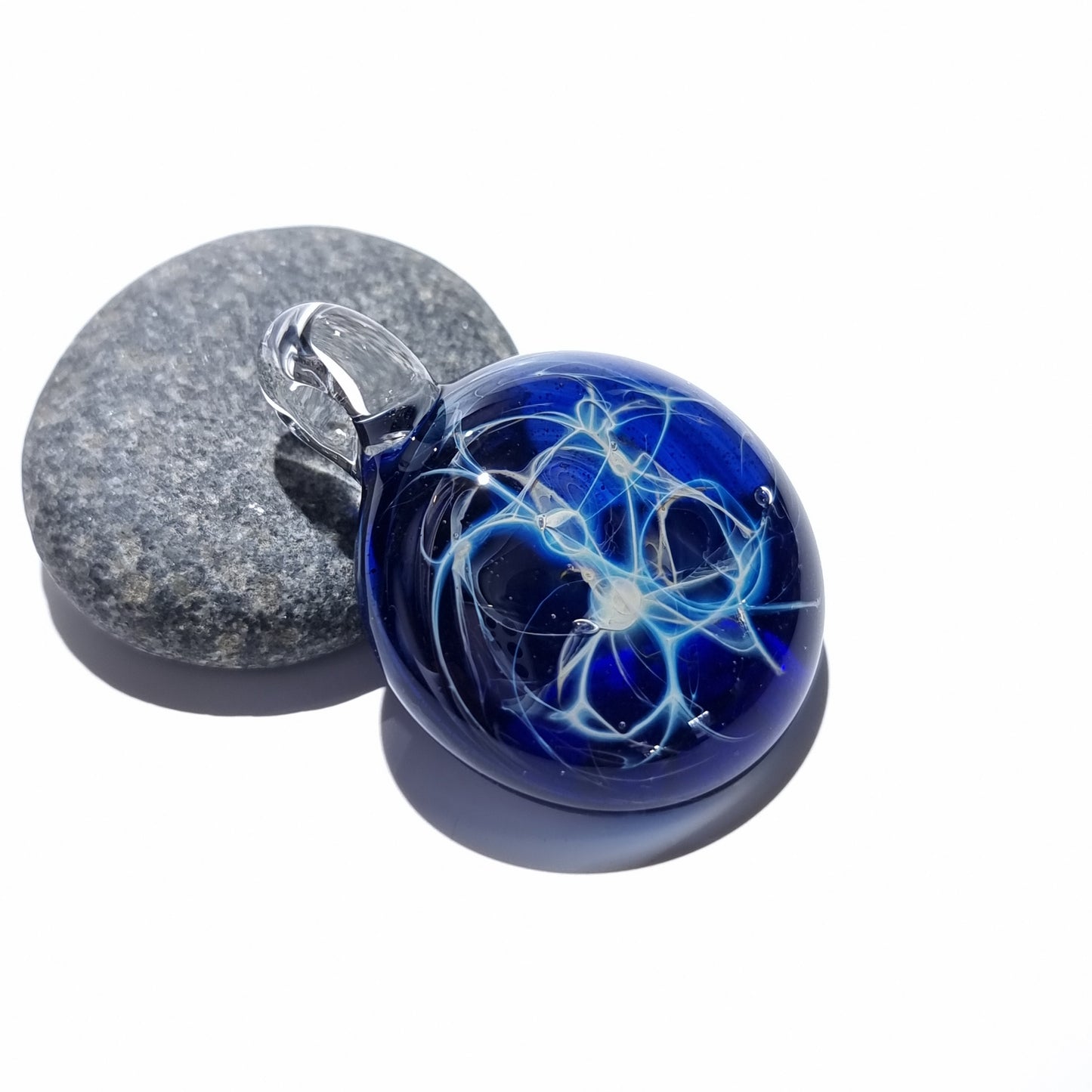 Cobalt Neuron Necklace, Heady Pendant, Lampwork Focal Bead, Blown Glass Pendant, Hipster Necklace, Universe Filament, Free Shipping