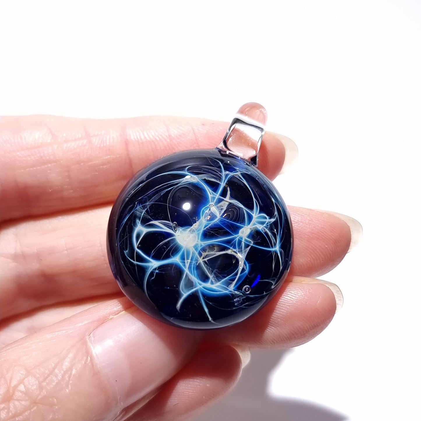 Cobalt Neuron Necklace, Heady Pendant, Lampwork Focal Bead, Blown Glass Pendant, Hipster Necklace, Universe Filament, Free Shipping